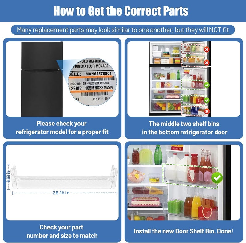 iouxvt MAN62570801 Refrigerator Door Shelf Bin Compatible With LG Kenmore Refrigerator Parts Replacement Fridge Door Shelf LTCS24223S LTCS24223D LTWS24223S LRTLS2403S Fridge Door Basket Right - Image 5